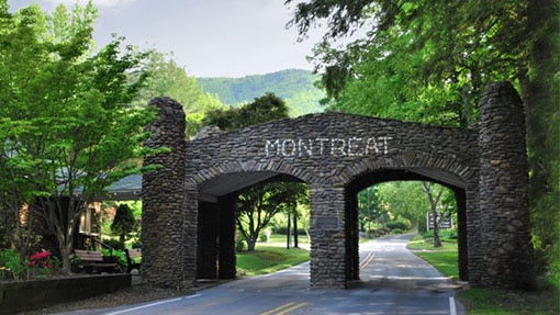 Stone bridge entrance to Montreat center