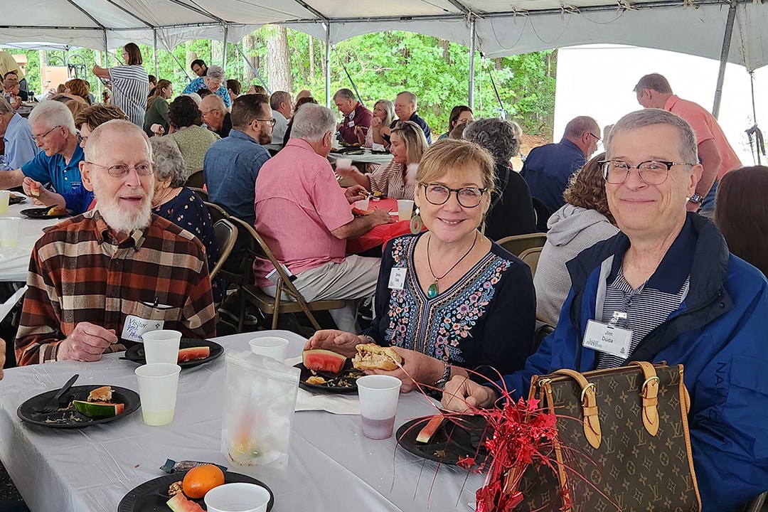 Gathering of adults in a classroom