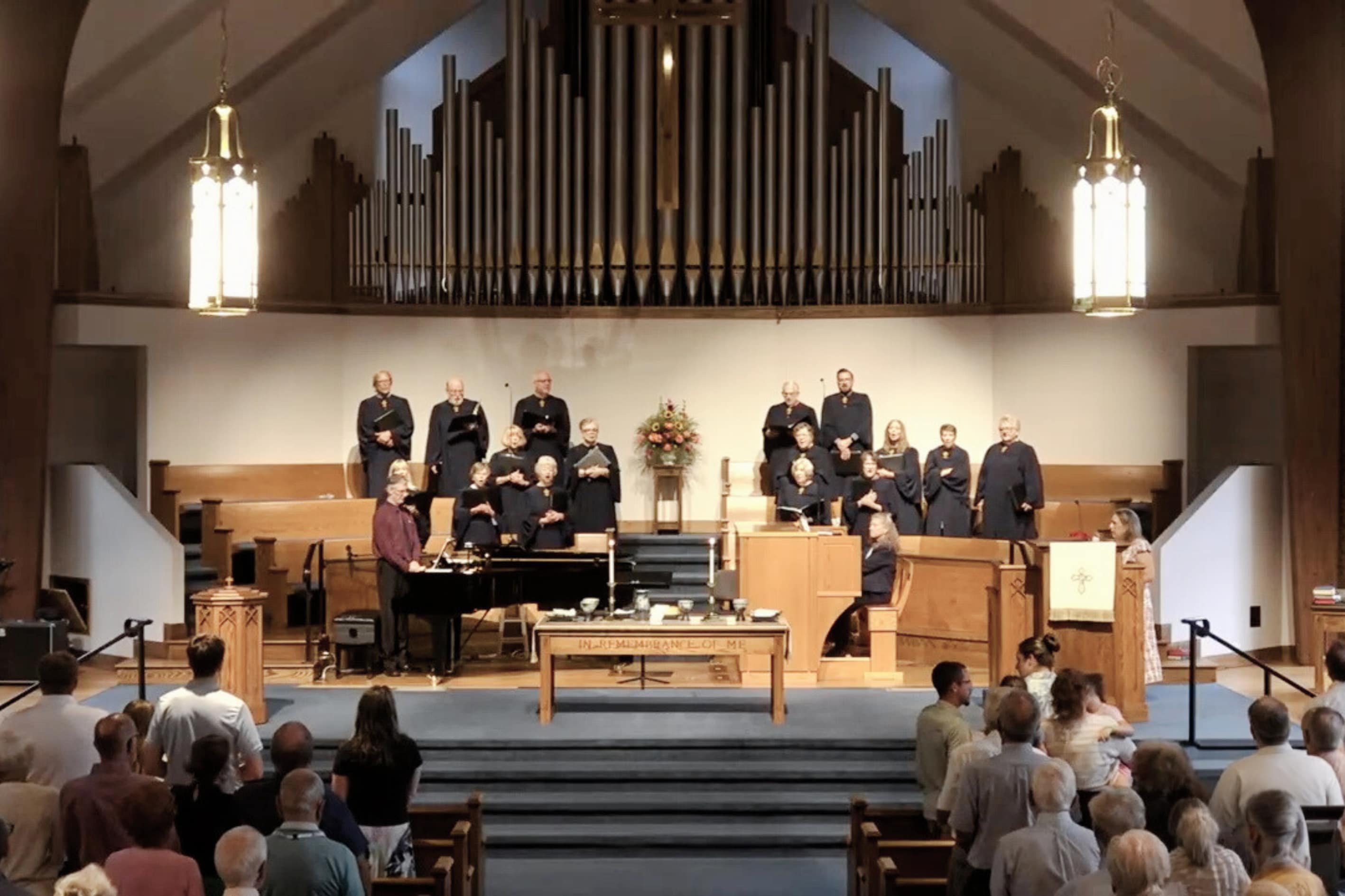 Gathering of people inside of a church